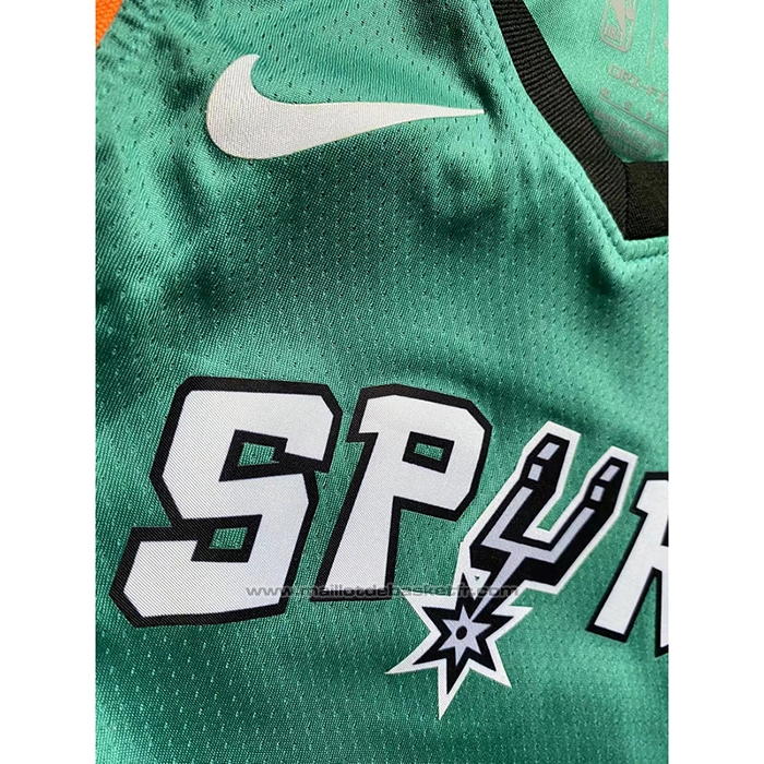 Maillot Enfant San Antonio Spurs Jeremy Sochan #10 Ville 2022-23 Vert